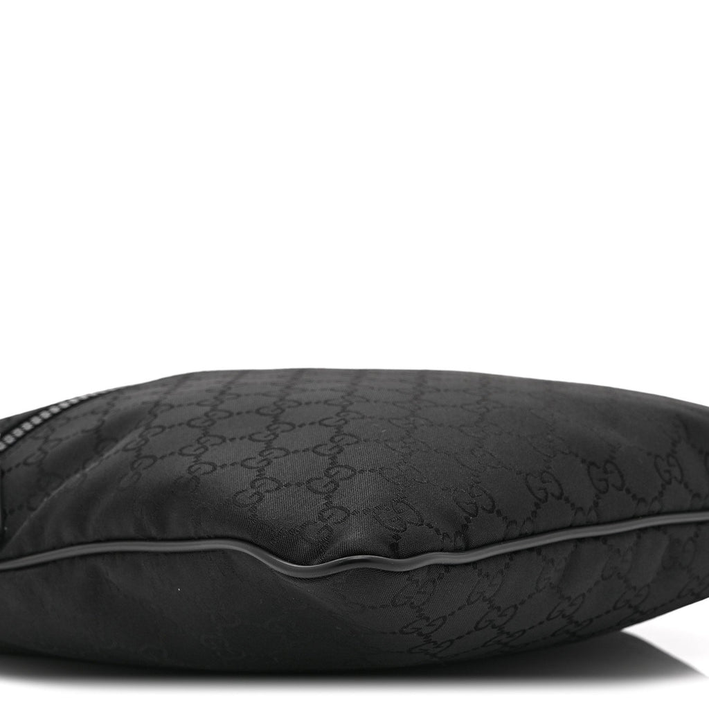 Gucci Nylon Monogram Small Flat Messenger Bag Black