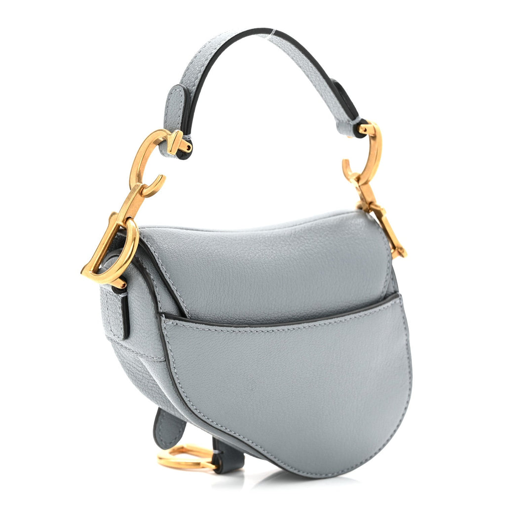 Christian Dior Goatskin Micro Saddle Bag Cloud Blue
