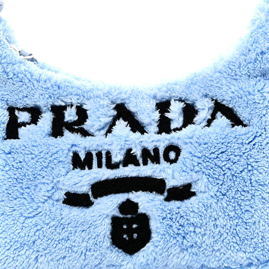 Prada Terry Cloth Mini Re-Edition 2000 Bag Celeste Black