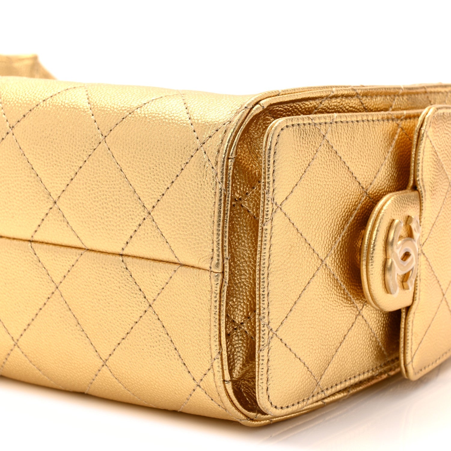Chanel Metallic Caviar Quilted Mini Chanel 25 Handbag Gold