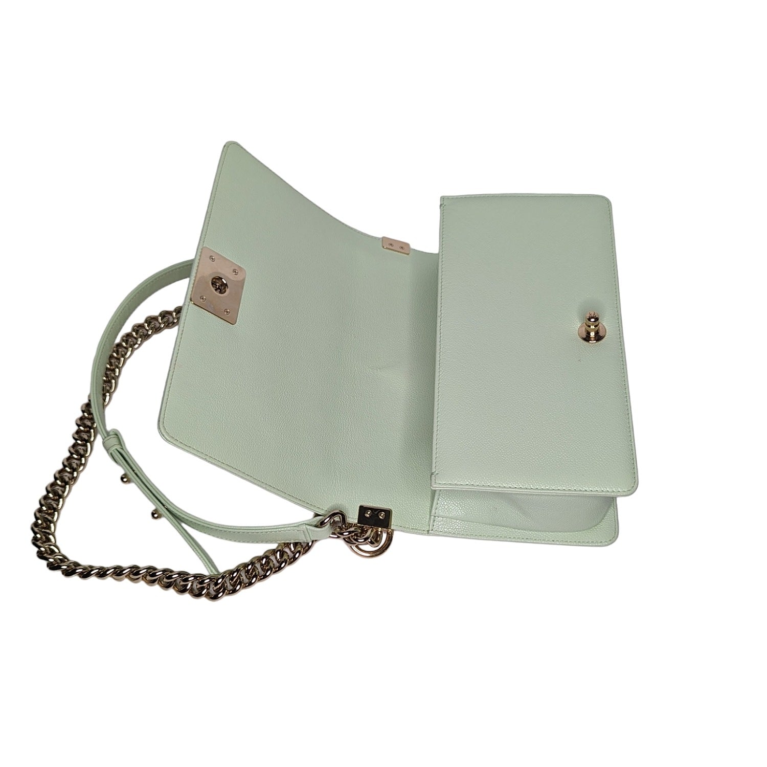 Chanel bag Caviar Chevron Quilted Medium Boy Flap Light Green