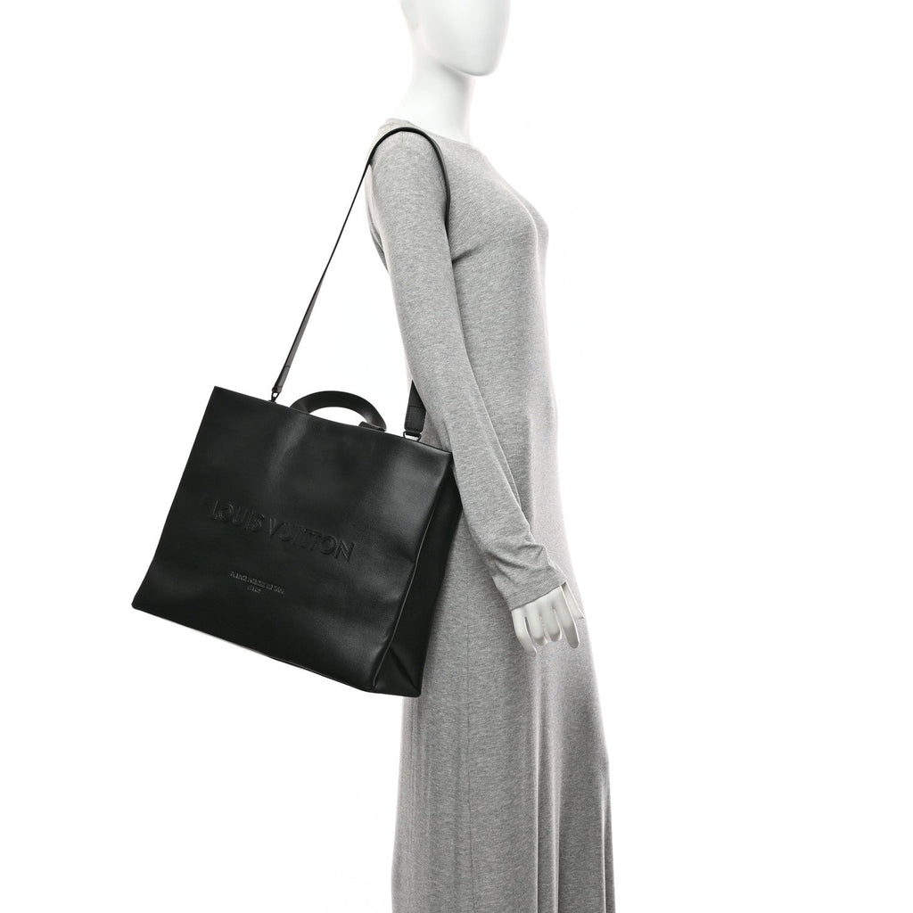 Louis Vuitton Calfskin Shopper Tote MM Black