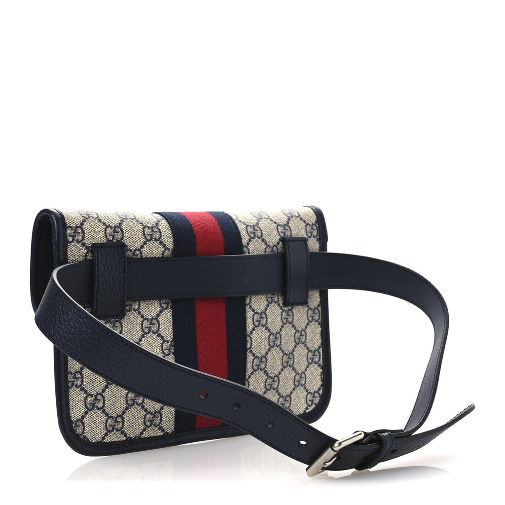 Gucci GG Supreme Monogram Web Small Ophidia Belt Bag 80 32 Beige Navy