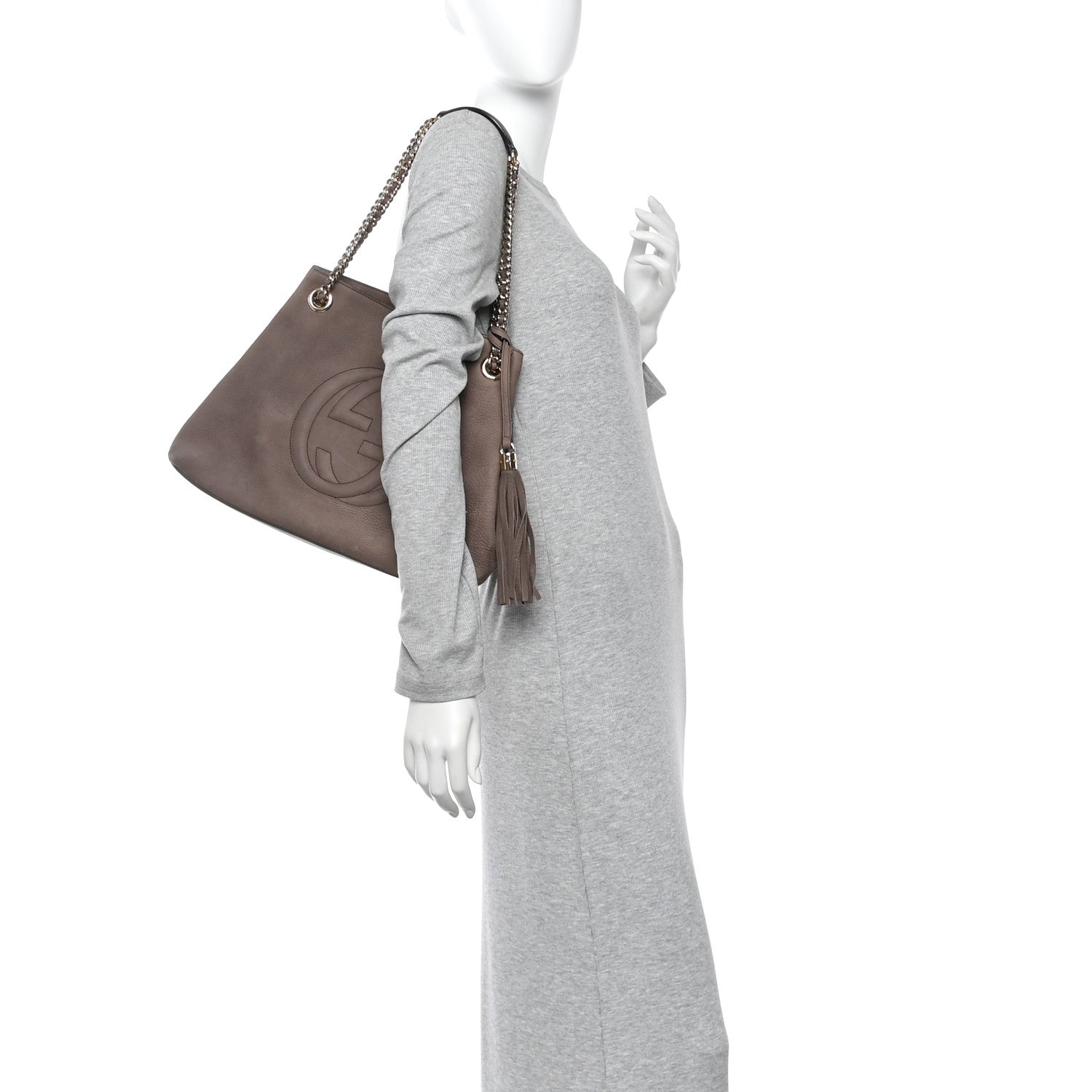 Gucci Vitello Range Medium Soho Chain Shoulder Bag Grey Field