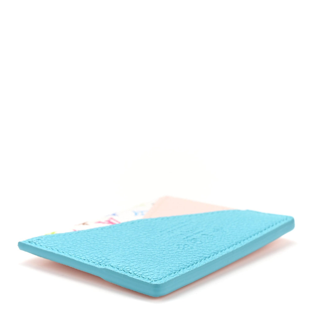 Louis Vuitton LV X TM Monogram Multicolor Criss-Cross Card Holder Kabira Blue Rose