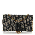 Christian Dior Oblique Saddle Chain Long Wallet Blue