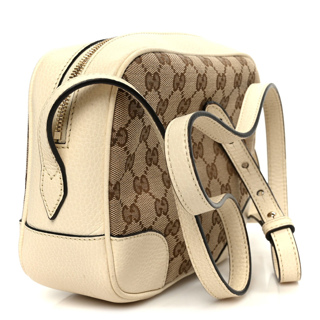 Gucci Monogram Dollar Calfskin Mini Bree Messenger Bag Beige Ebony Avoire