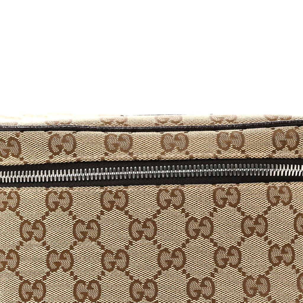 Gucci Monogram Dollar Calfskin Waist Pouch Beige Ebony Testa di Moro Marrone Scuro
