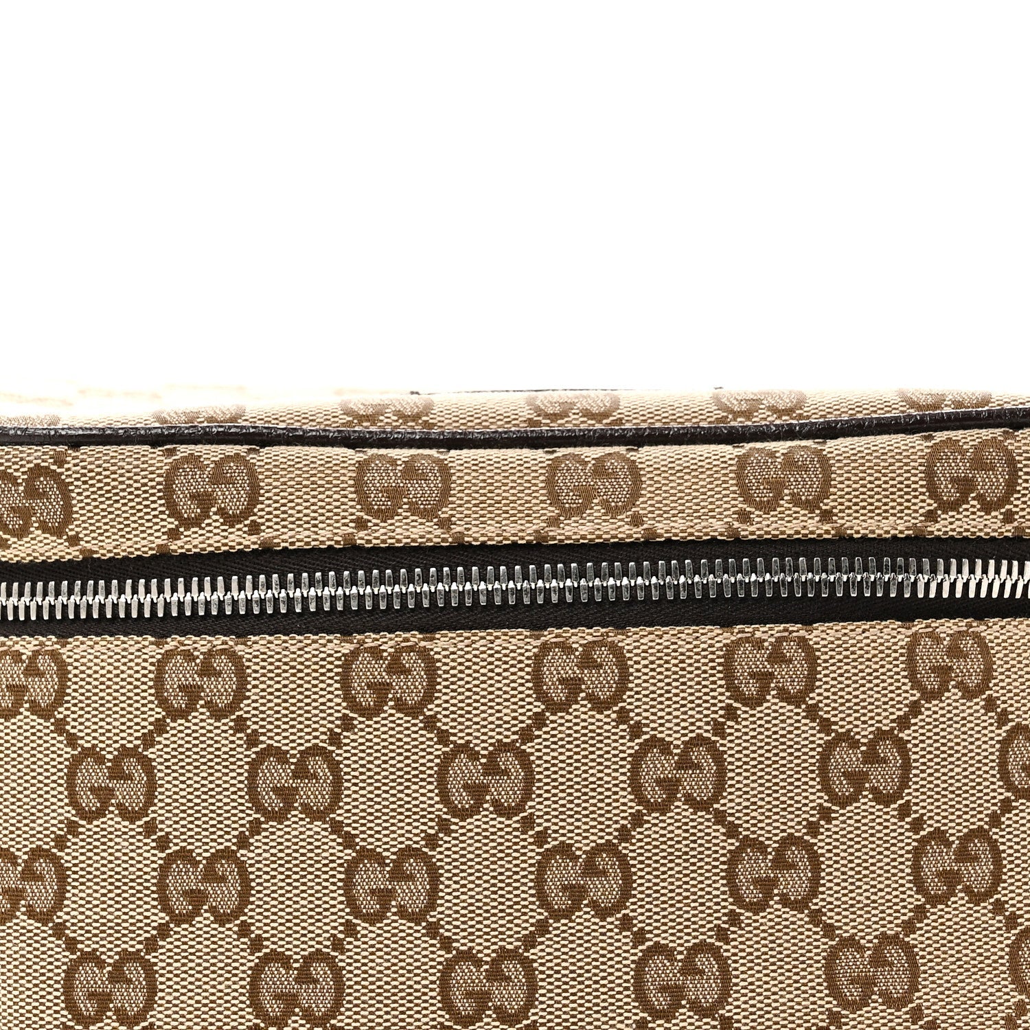 Gucci Monogram Dollar Calfskin Waist Pouch Beige Ebony Testa di Moro Marrone Scuro