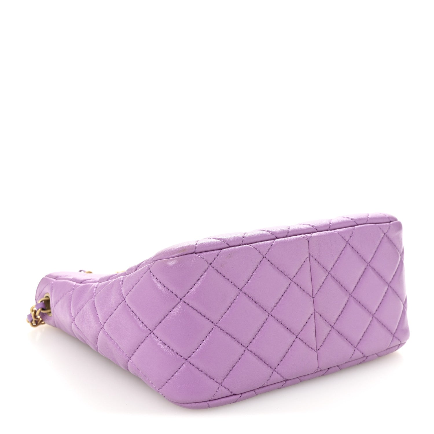 Chanel Lambskin Quilted Small Pearl Crush Hobo Purple