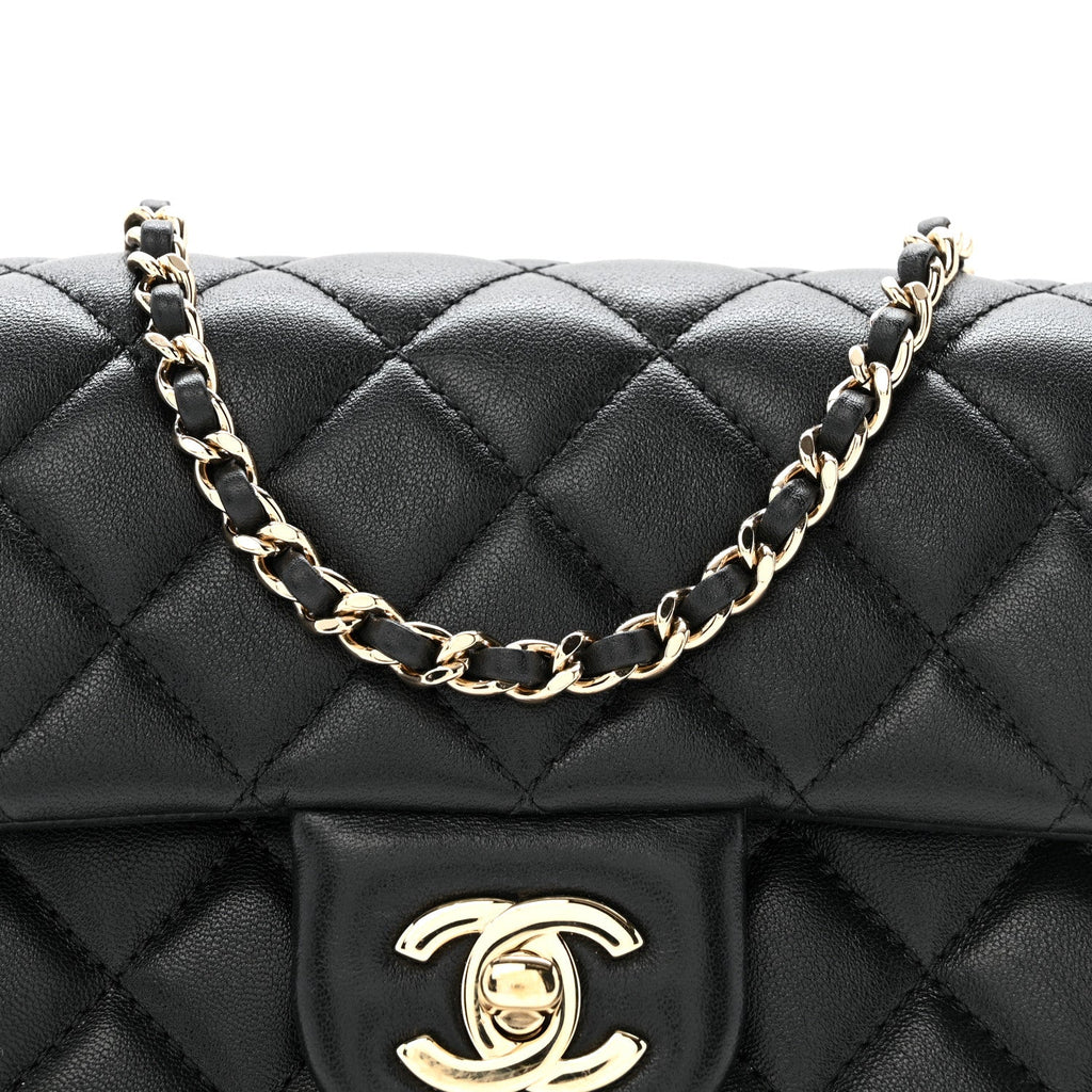 Chanel Lambskin Quilted Mini Rectangular Pearl Crush Flap Black