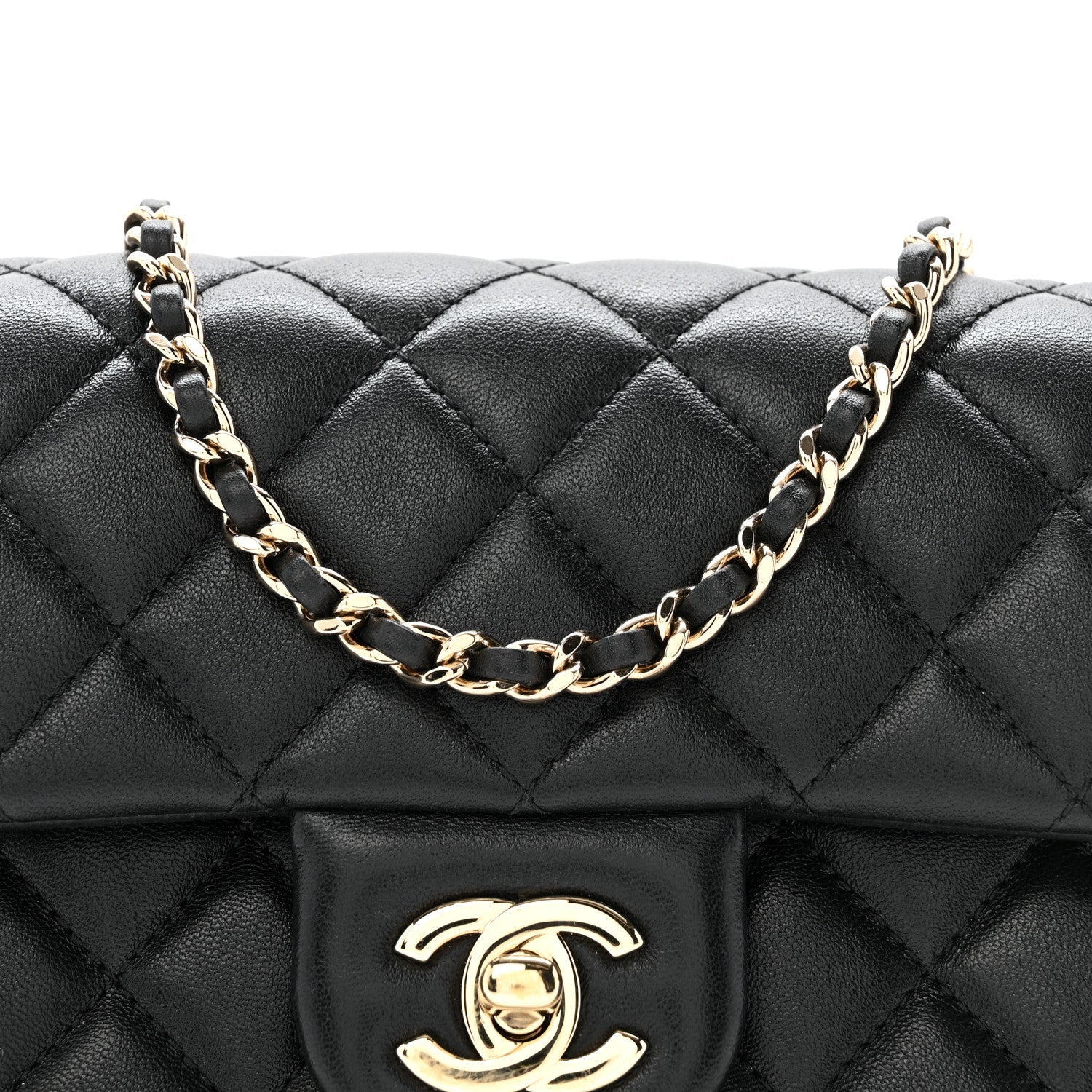Chanel Lambskin Quilted Mini Rectangular Pearl Crush Flap Black