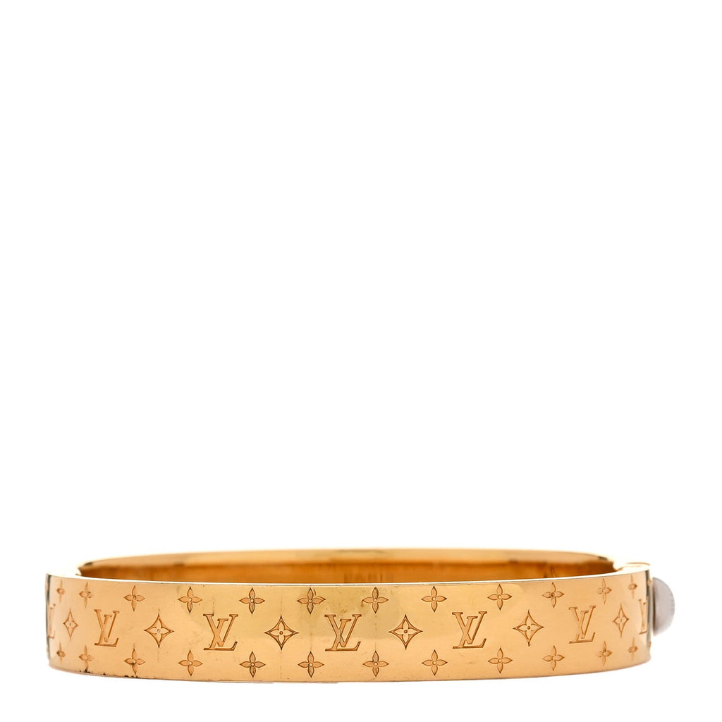 Louis Vuitton Brass Monogram Nanogram Cuff S Gold