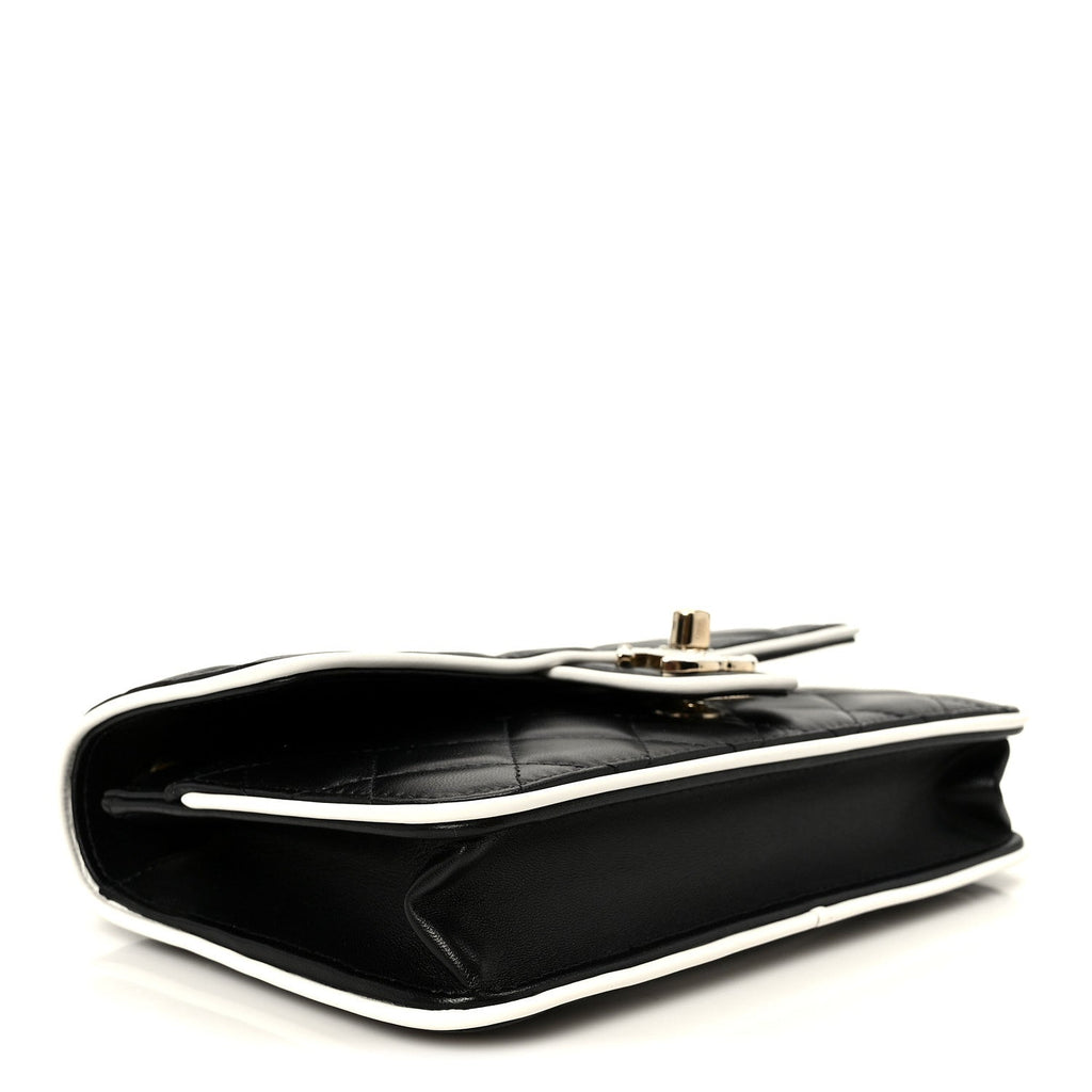 Chanel Lambskin Quilted Resin CC Mini Flap Bag Black White