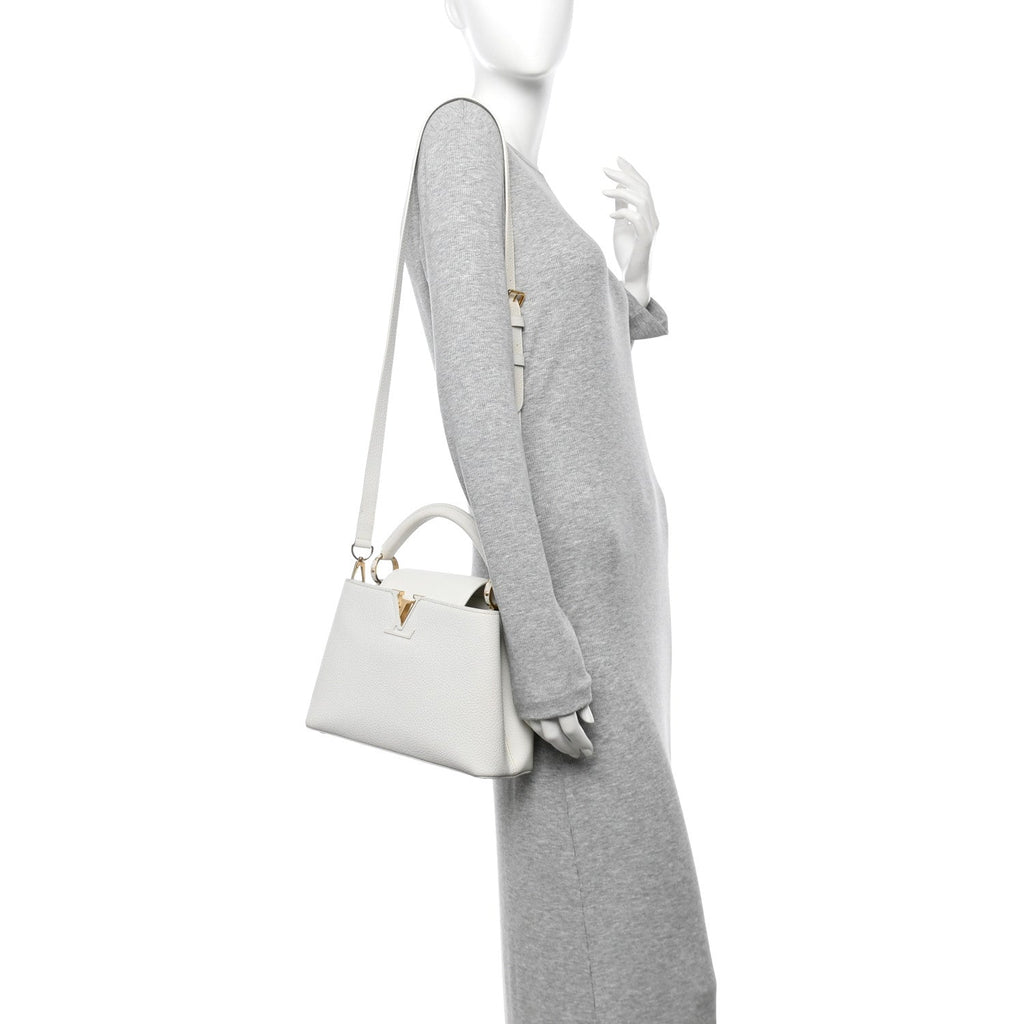 Louis Vuitton Taurillon Capucines BB Snow