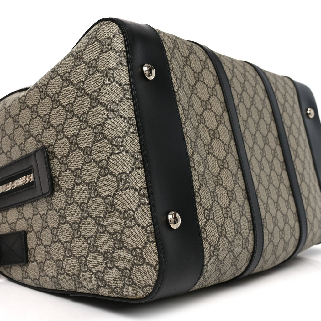 Gucci GG Supreme Monogram Selleria Calfskin Medium Duffle Beige Ebony Black