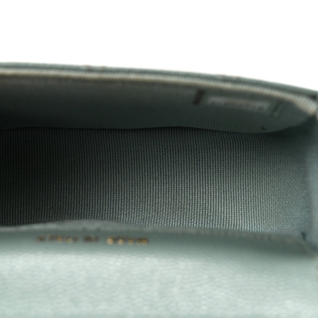 Chanel Caviar Quilted Mini Clutch With Chain Light Green