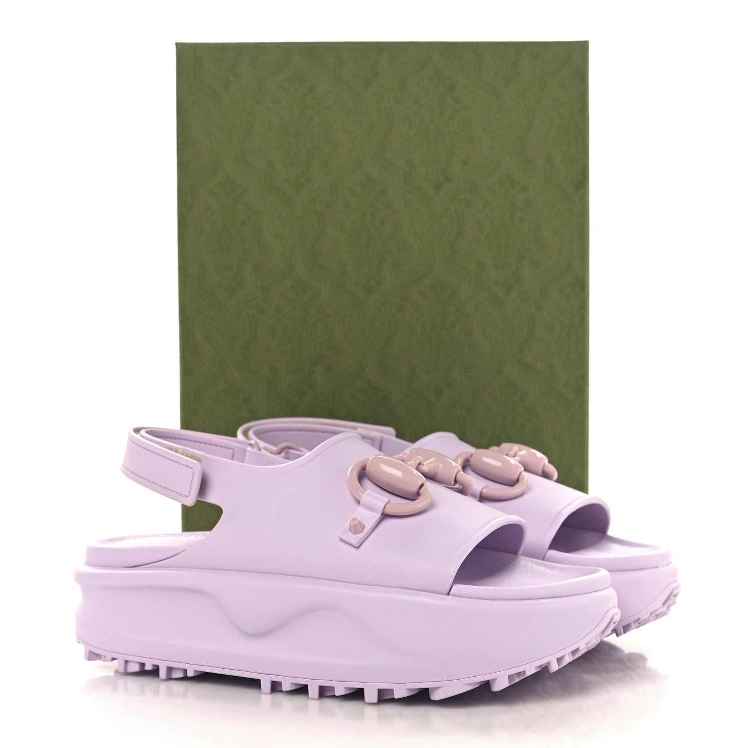 Gucci Soft Rubber Horsebit Touch Womens Strapped Sandals 36 Talc Pink
