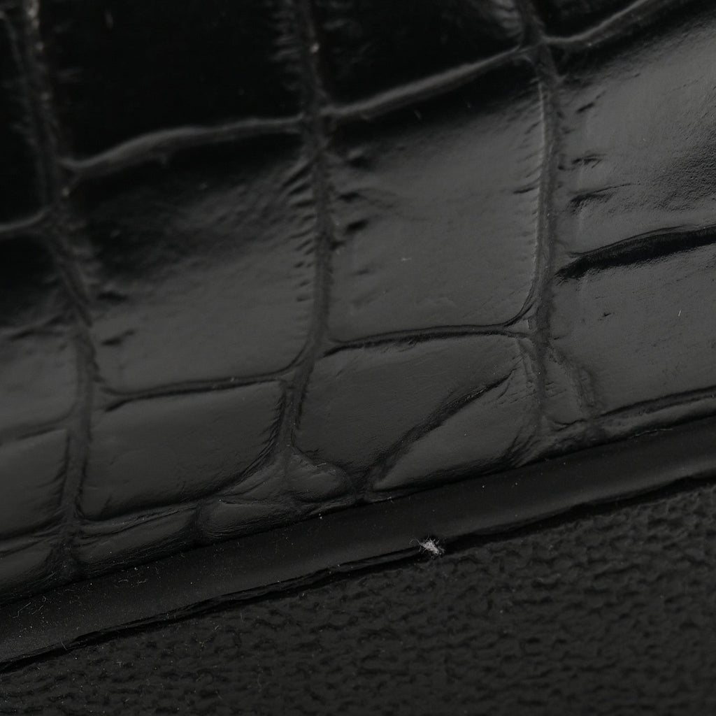 Louis Vuitton Calfskin Crocodile Embossed Frontrow Mens Sneakers 8 Black