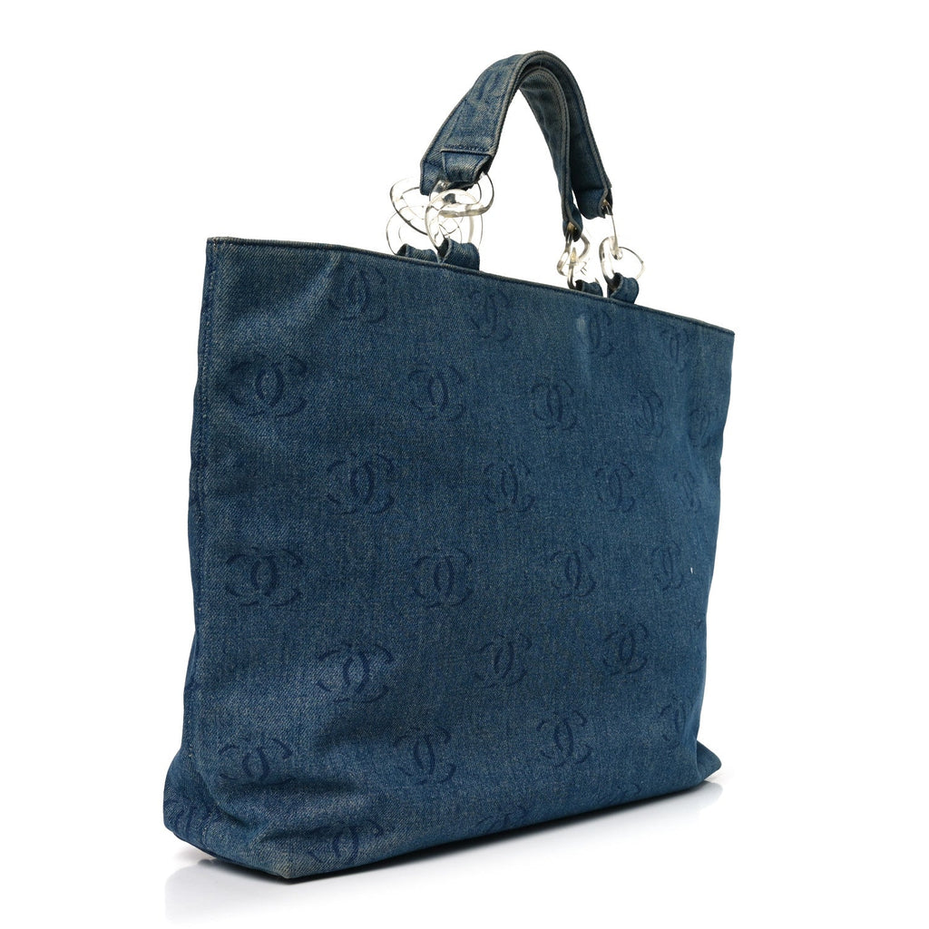 Chanel Denim Large CC Tote Dark Navy Blue