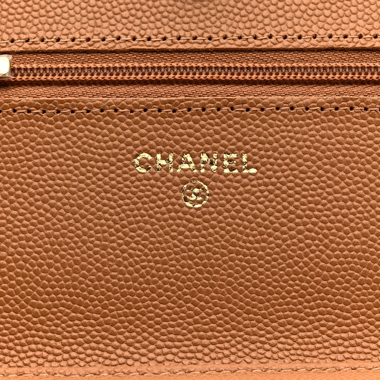 Chanel Caviar Quilted Wallet on Chain WOC Dark Beige