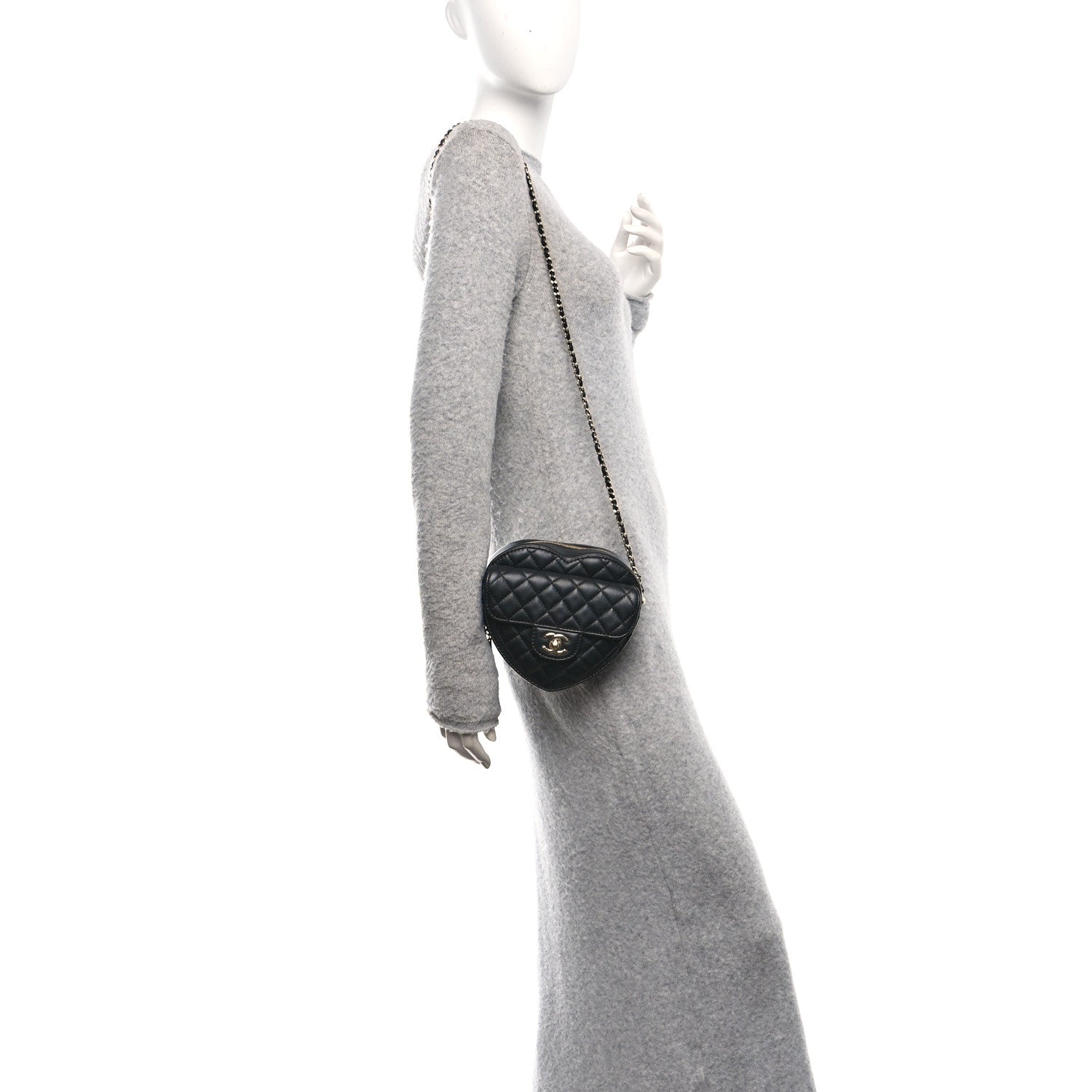 Chanel Lambskin Quilted CC In Love Heart Bag Black