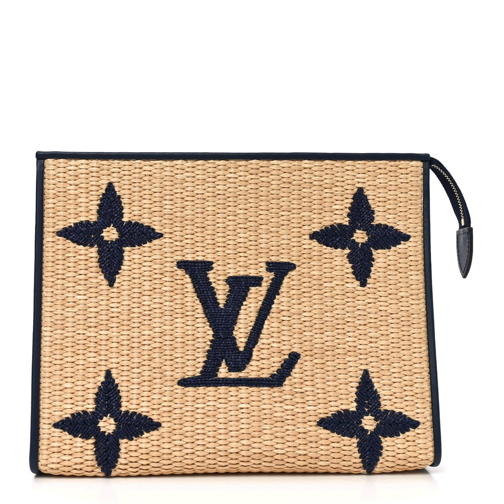 Louis Vuitton Raffia Calfskin Monogram Giant Toiletry Pouch 26 Blue