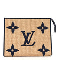 Louis Vuitton Raffia Calfskin Monogram Giant Toiletry Pouch 26 Blue