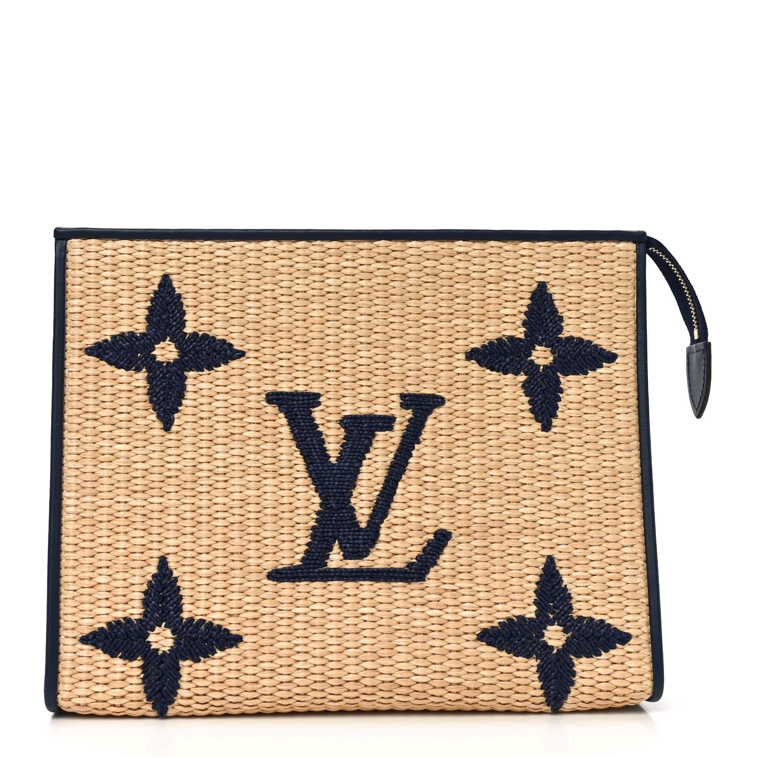 Louis Vuitton Raffia Calfskin Monogram Giant Toiletry Pouch 26 Blue