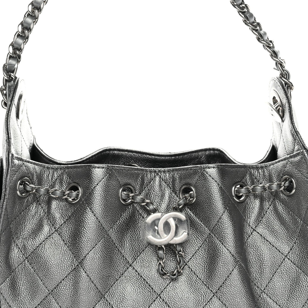 Chanel Metallic Caviar Quilted Mini Chanel 25 Handbag Anthracite