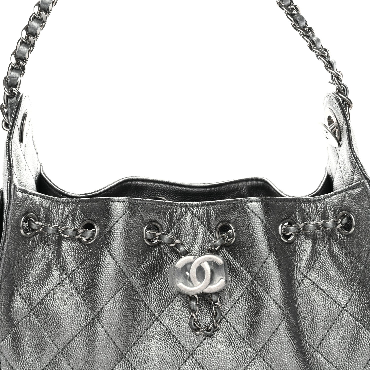 Chanel Metallic Caviar Quilted Mini Chanel 25 Handbag Anthracite