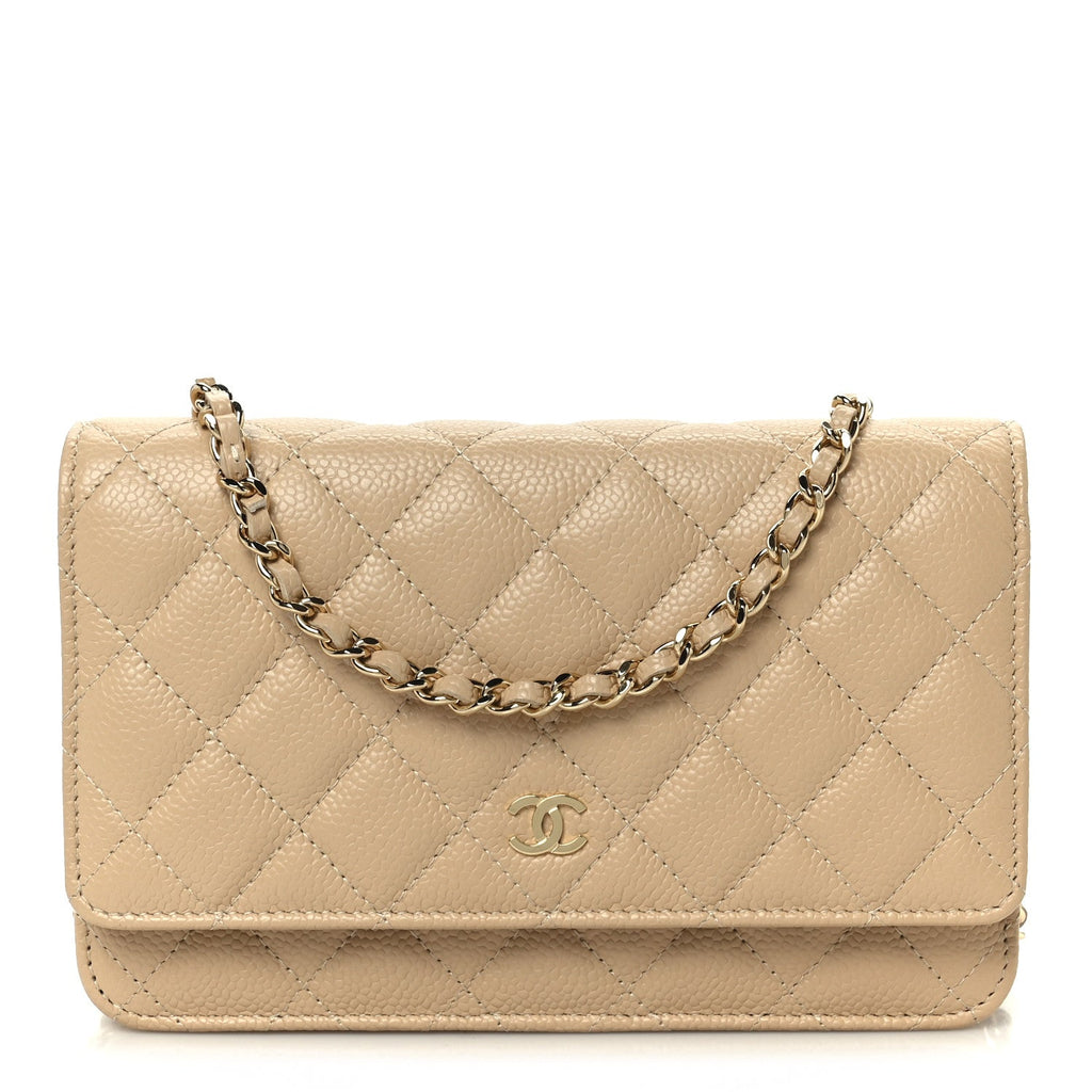 Chanel Caviar Quilted Wallet on Chain WOC Beige