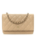 Chanel Caviar Quilted Wallet on Chain WOC Beige