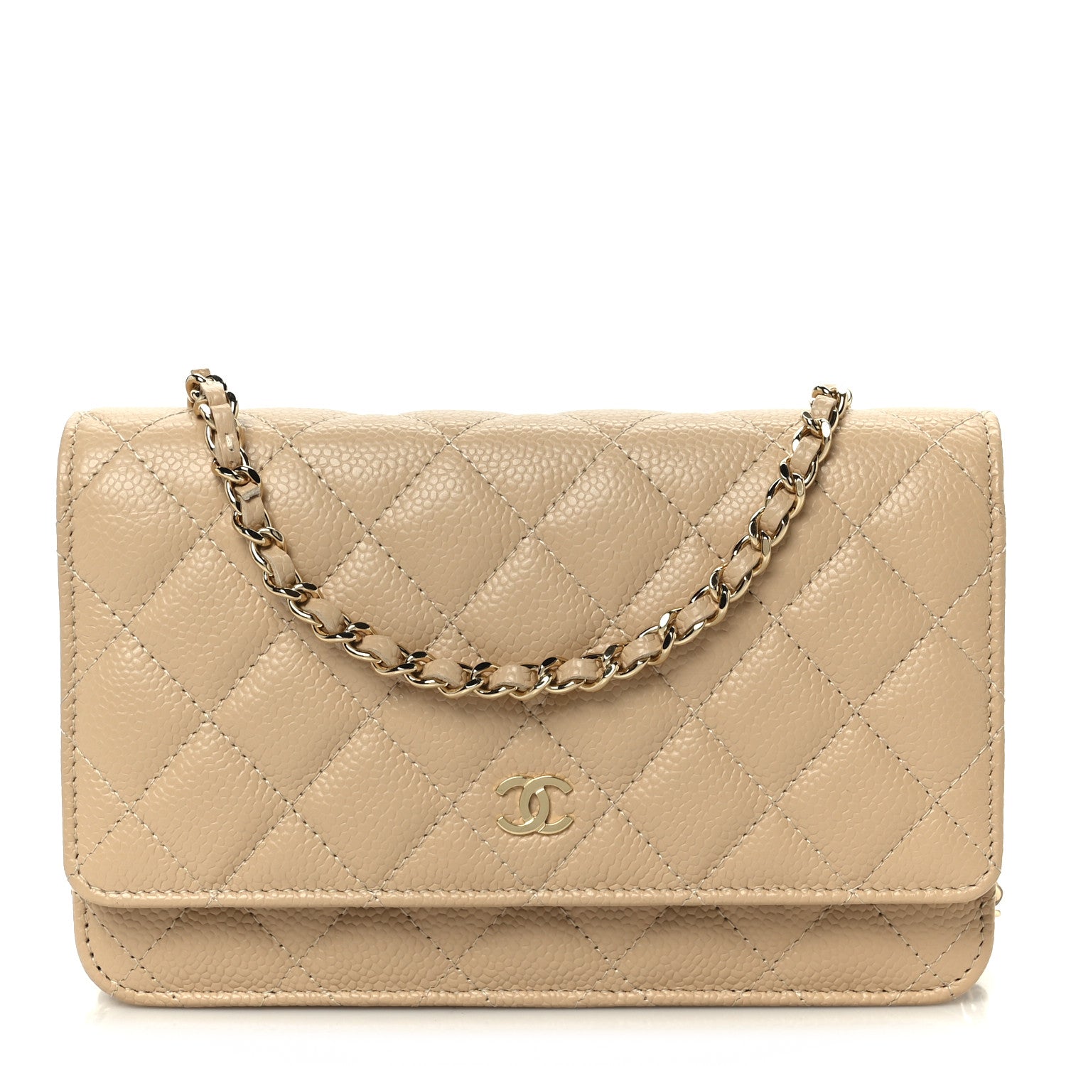 Chanel Caviar Quilted Wallet on Chain WOC Beige