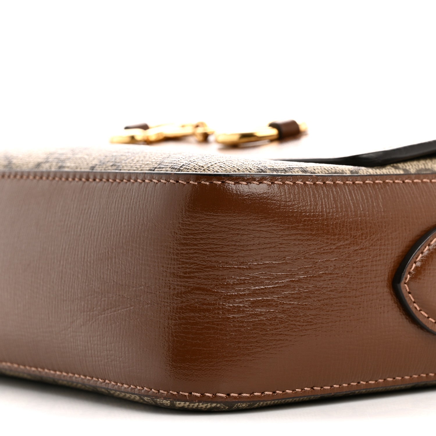 Gucci GG Supreme Monogram Small Horsebit 1955 Shoulder Bag Beige Brown Sugar