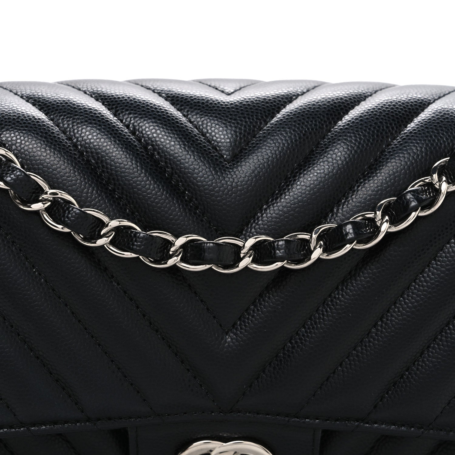 Chanel Caviar Chevron Quilted Medium Double Flap Black
