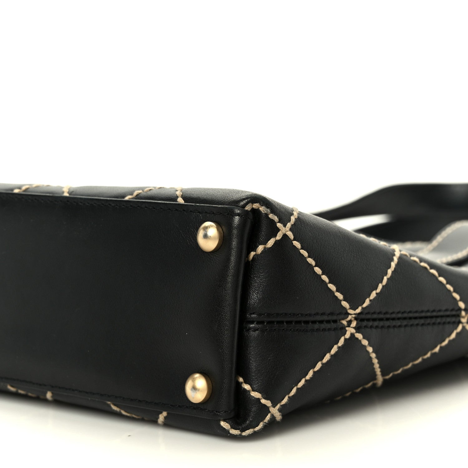Chanel Calfskin Wild Stitch Tote Black