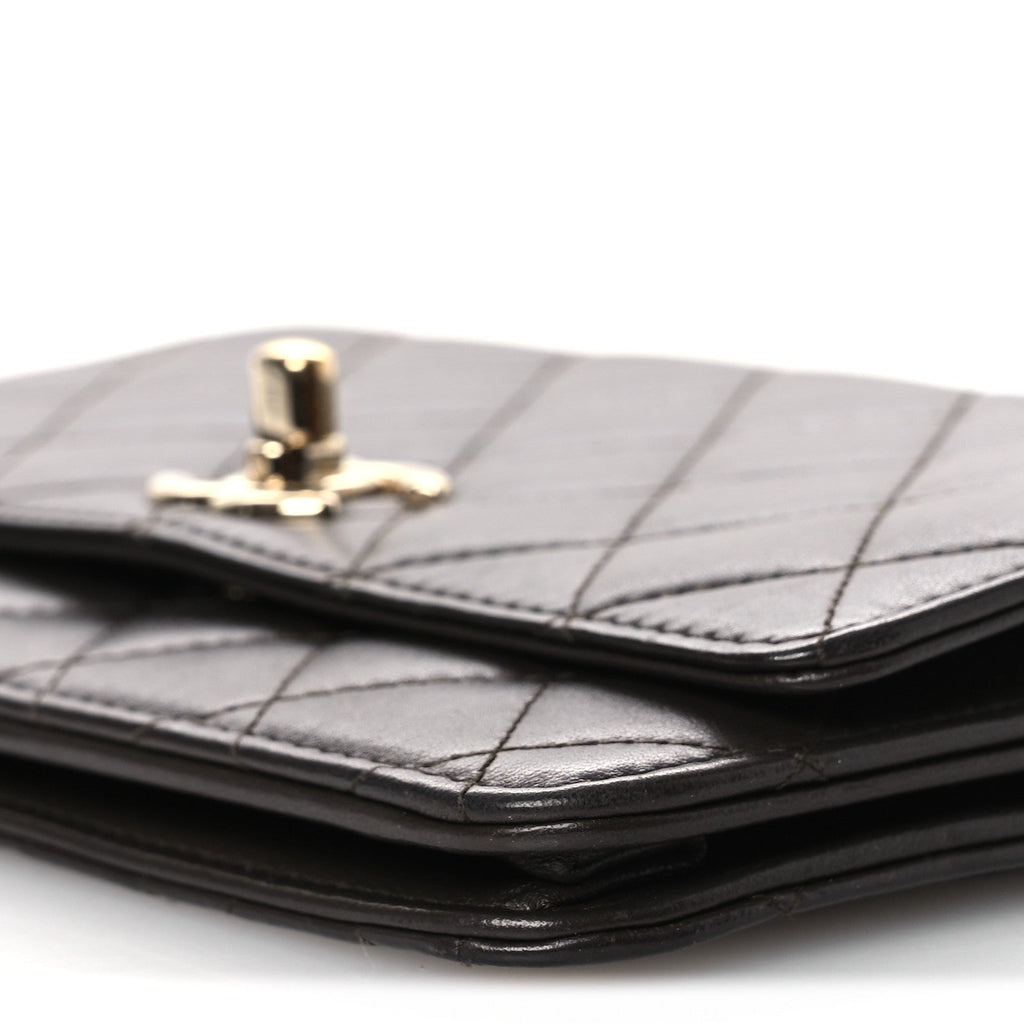 Chanel Lambskin Quilted Trendy CC Wallet On Chain WOC Dark Brown