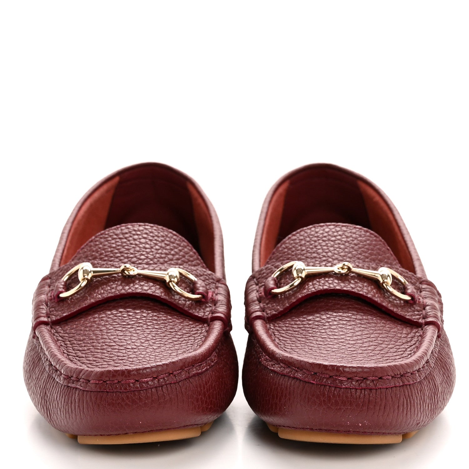Gucci Soft Clove Calfskin Womens Horsebit Driver Loafers 40 Rosso Ancora