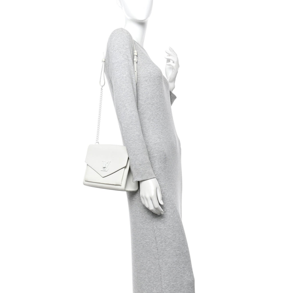 Louis Vuitton Soft Calfskin Mylockme Chain Bag BB White
