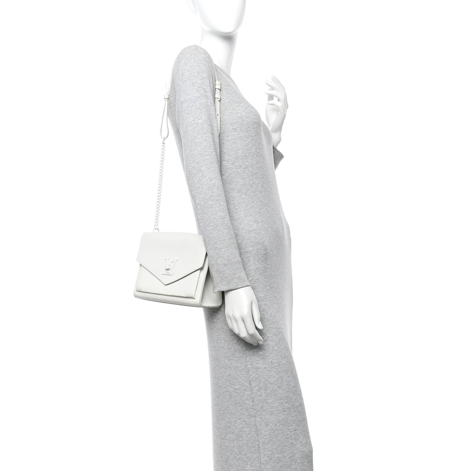 Louis Vuitton Soft Calfskin Mylockme Chain Bag BB White