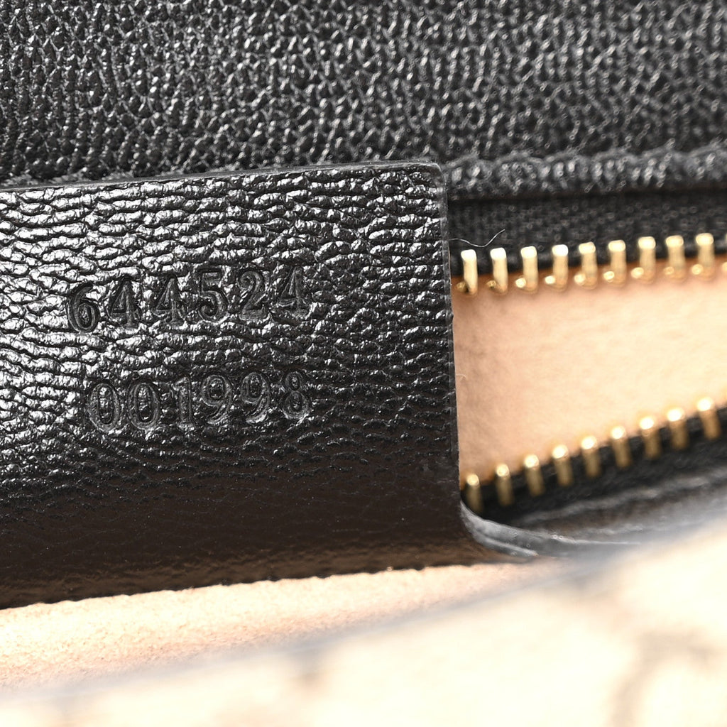 Gucci GG Supreme Monogram Calfskin Small Padlock Messenger Shoulder Bag Beige Black Cuir