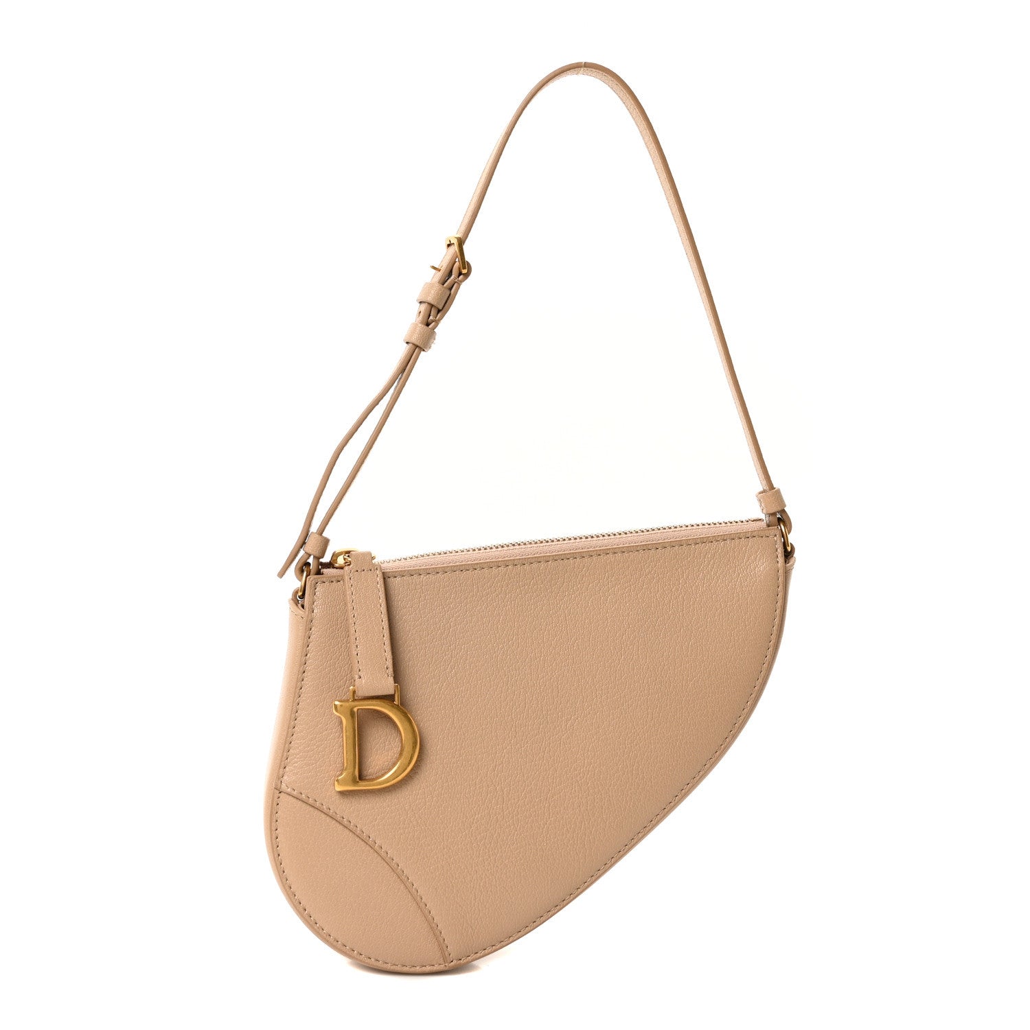 Christian Dior Goatskin Saddle Rodeo Pouch Biscuit