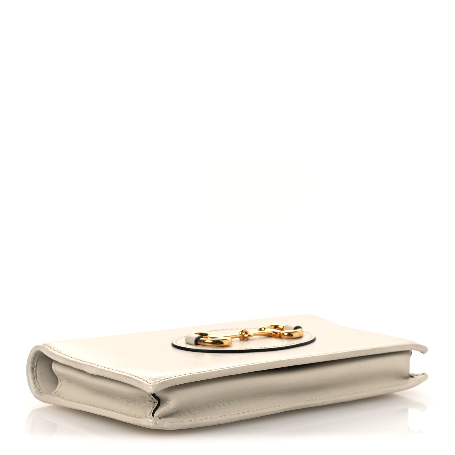 Gucci Boarded Plutone Calfskin Horsebit 1955 Wallet On Chain Mystic White