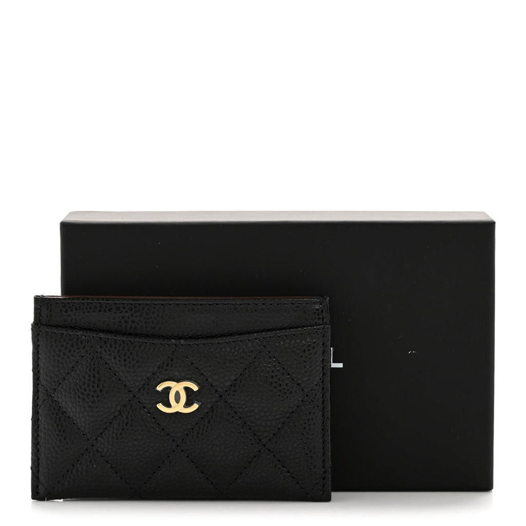 Caviar Quilted Card Holder Black