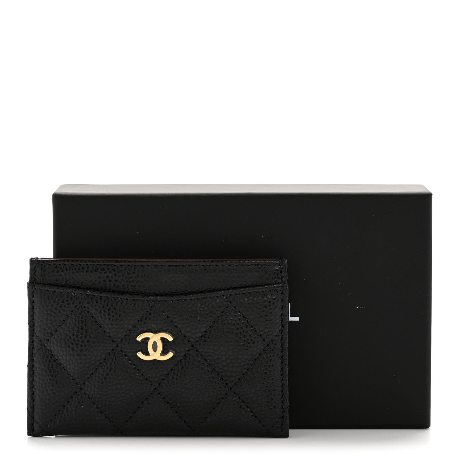 Caviar Quilted Card Holder Black