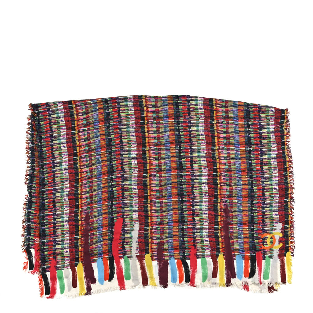 Chanel Silk Paint Print Scarf Multicolor