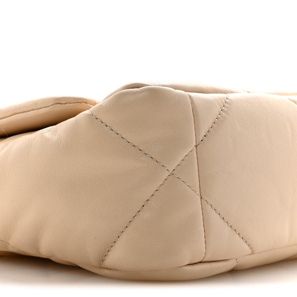 Chanel Goatskin Quilted Medium Chanel 19 Flap Beige