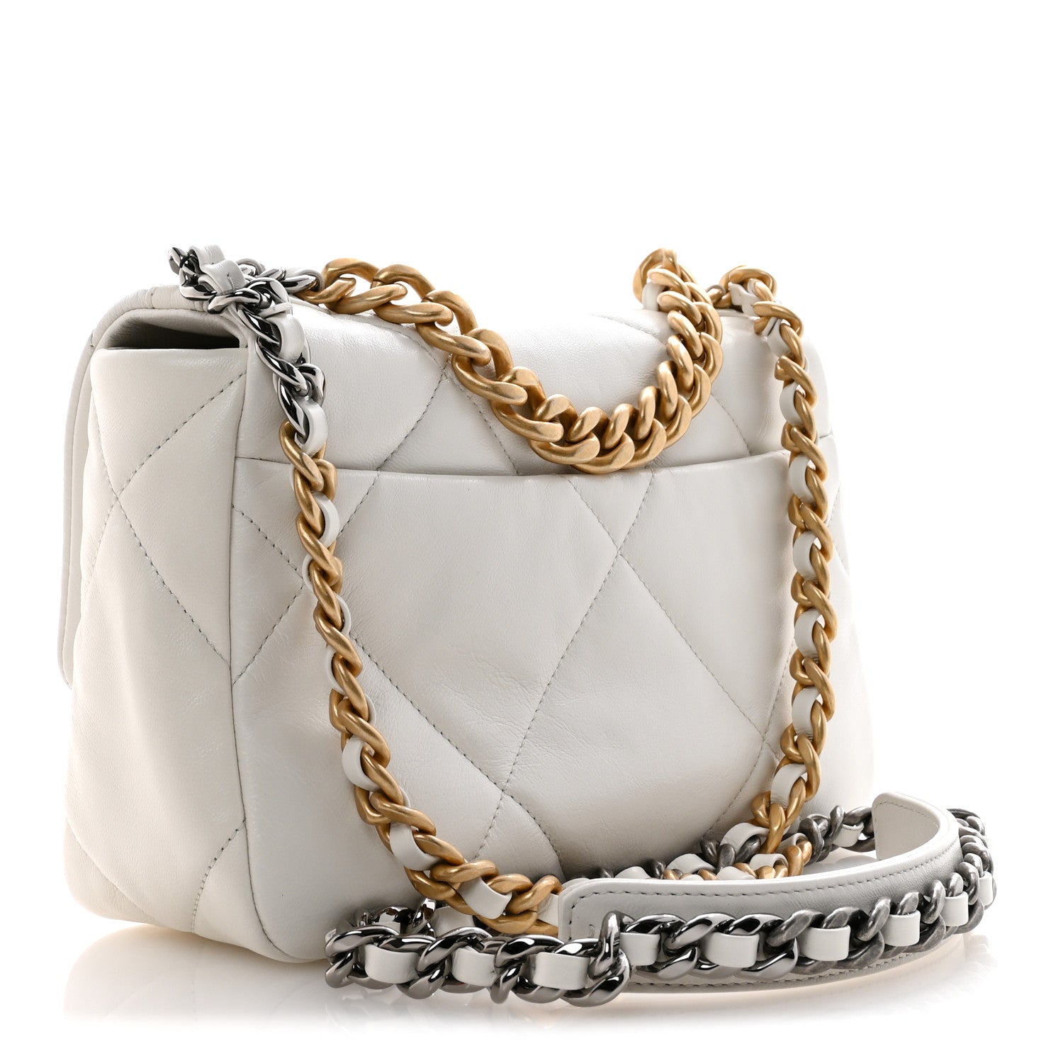 Chanel Goatskin Quilted Medium Chanel 19 Flap White