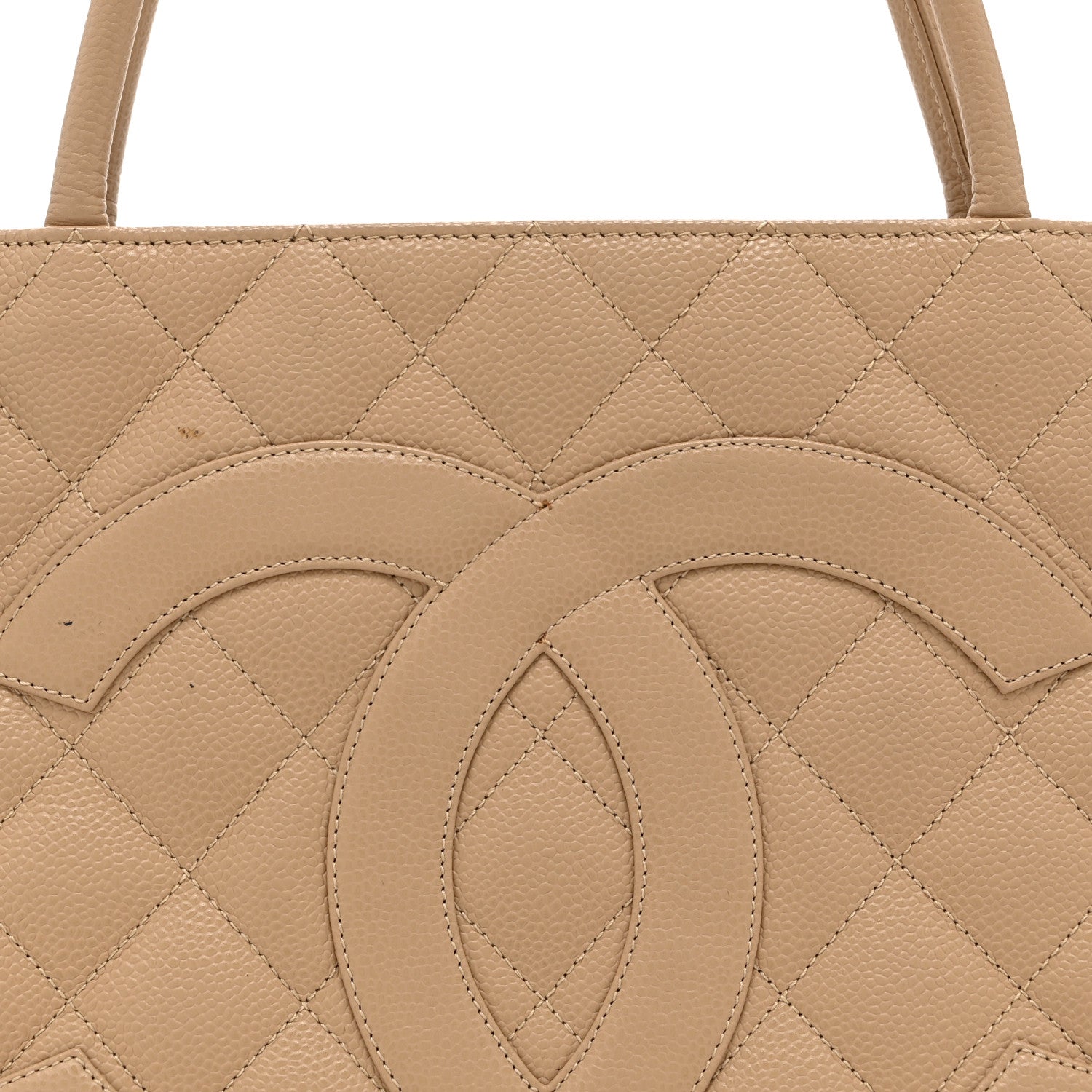 Chanel Caviar Quilted Medallion Tote Beige